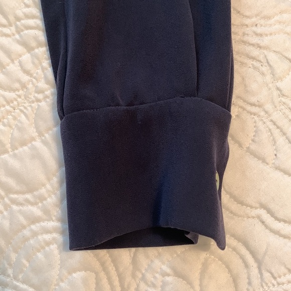 St. John Knits Matte Navy Draped Blouse - Picture 3 of 12